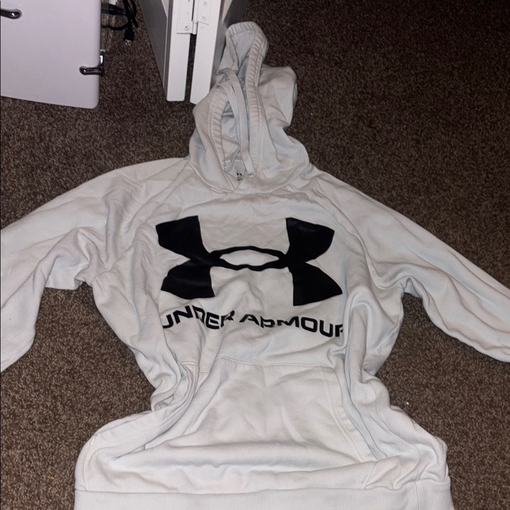 Under Armour White Hoodie with Black Emblem